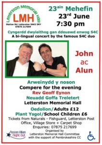 John ac Alun bi-lingual concert 23 Jun23