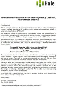 Details of meeting concerning development of Parc Maen Hir Letterston