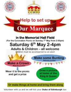 Help set up Marquee Sat 6May for the Big Lunch Sunday